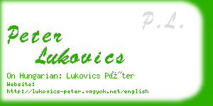 peter lukovics business card